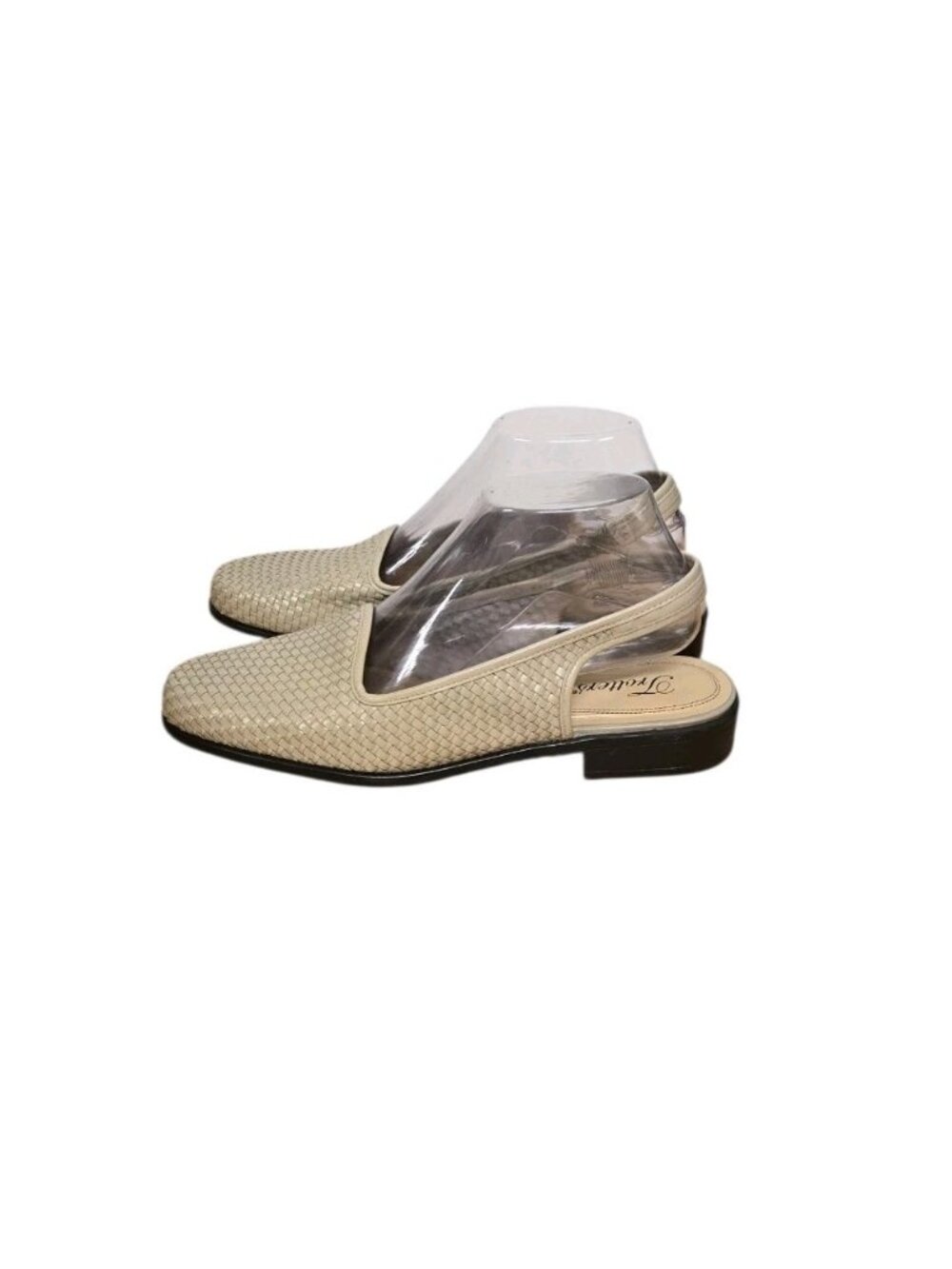 Trotters Womens Size 9M Bone Beige Woven Leather Slingback Flats Comfort Classic